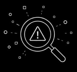 A magnifier passing over a flagged warning, catching a likely hallucination