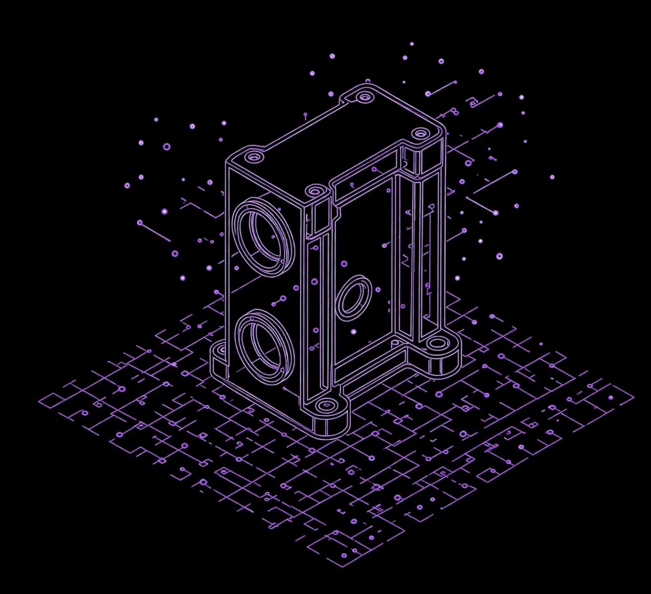 A point cloud of the rig captured above a measurement grid